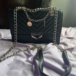 Guess Black Purse with Chains and Charms